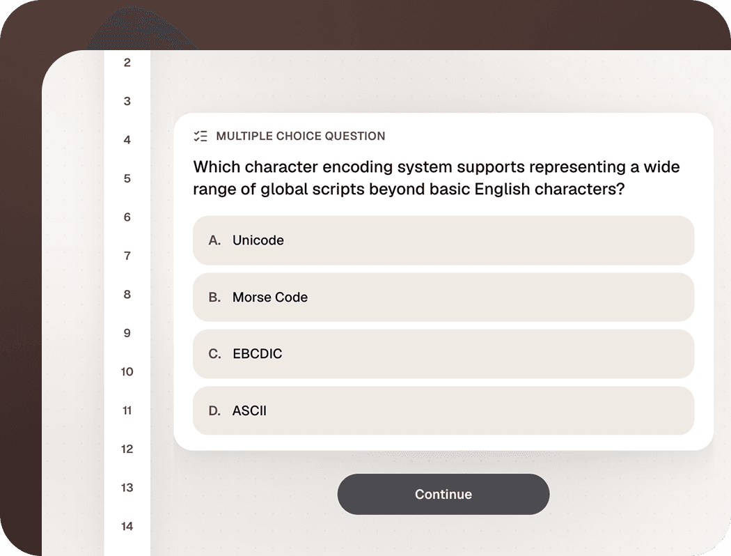 Eine Multiple-Choice-Frage in einer Freshman-Probeprüfung